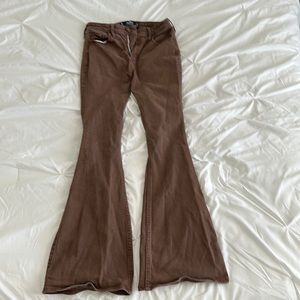 brown high rise Hollister flare jeans